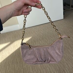 pink & gold chain purse